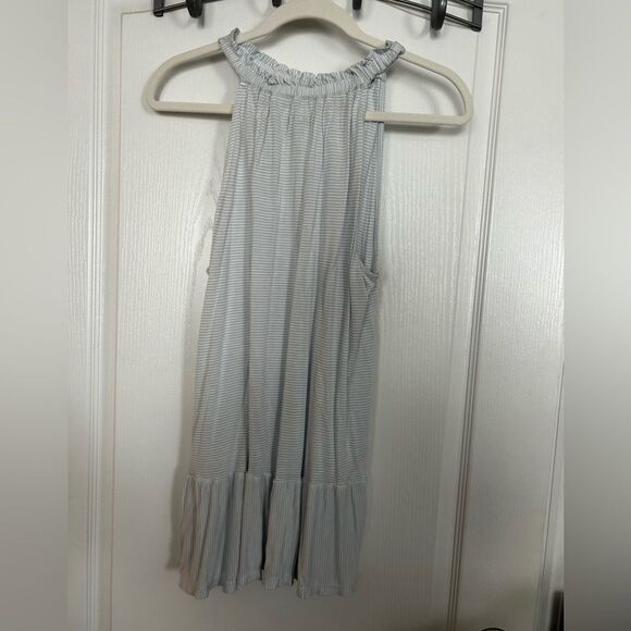 Loft Striped Ruffle Halter Flounce Top Size Large NWOT blue white - Picture 3 of 13